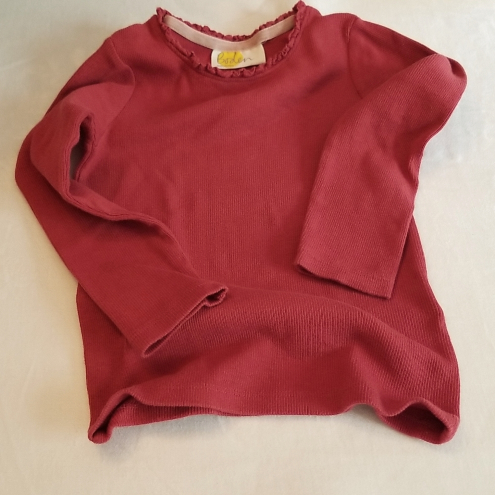 BODEN 95% cotton long sleeve red shirt,5/6 size.